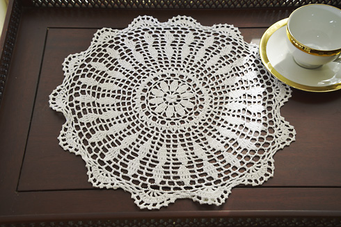 White color Crochet Round Doilies 14" Round. 4 pieces